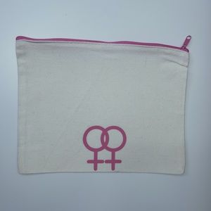 Double Venus, WLW logo on medium cosmetic, travel, multipurpose bag, 7x9